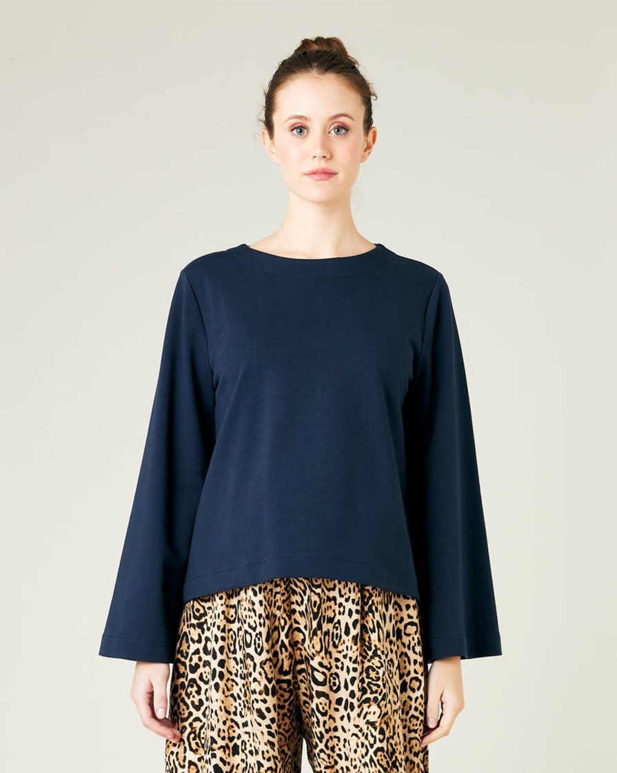 Tops & Bottoms Beyond Nine | Wren Cotton Jersey Top Navy