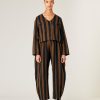 Tops & Bottoms Beyond Nine | Sidney Top Rust And Black Stripe Linen