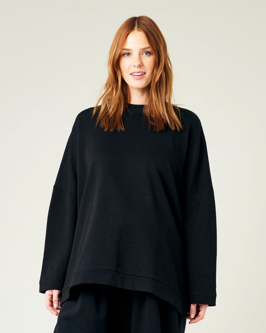 Tops & Bottoms Beyond Nine | Taylor Black Cotton Jersey Top