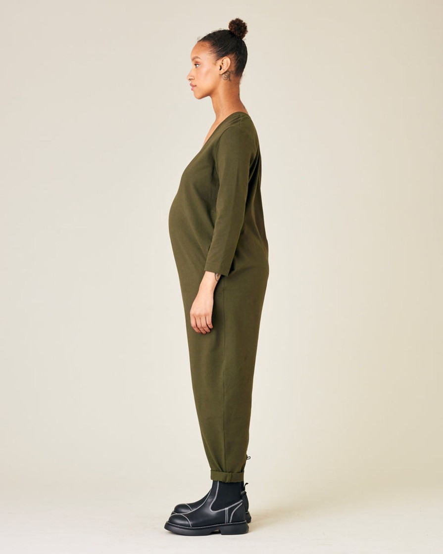 Jumpsuits & Dresses Beyond Nine | Milly Cotton Jersey Jumpsuit With Pockets Olive