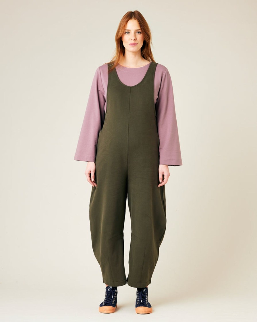 Jumpsuits & Dresses Beyond Nine | Clover Organic Cotton Jersey Jumpsuit Olive