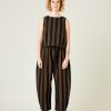 Tops & Bottoms Beyond Nine | Mabel Trousers Rust And Black Stripe Linen