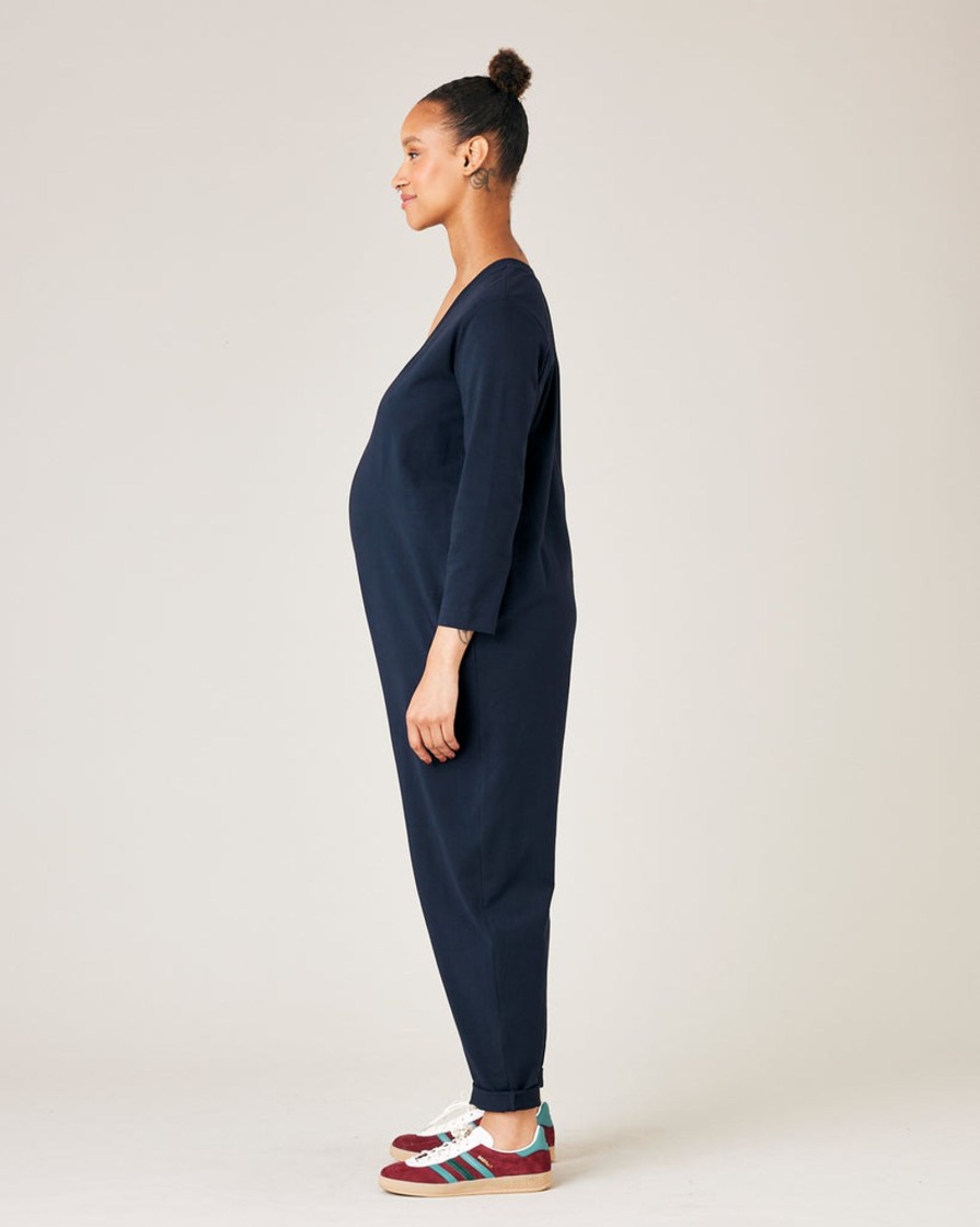 Jumpsuits & Dresses Beyond Nine | Milly Cotton Jersey Jumpsuit With Pockets Navy