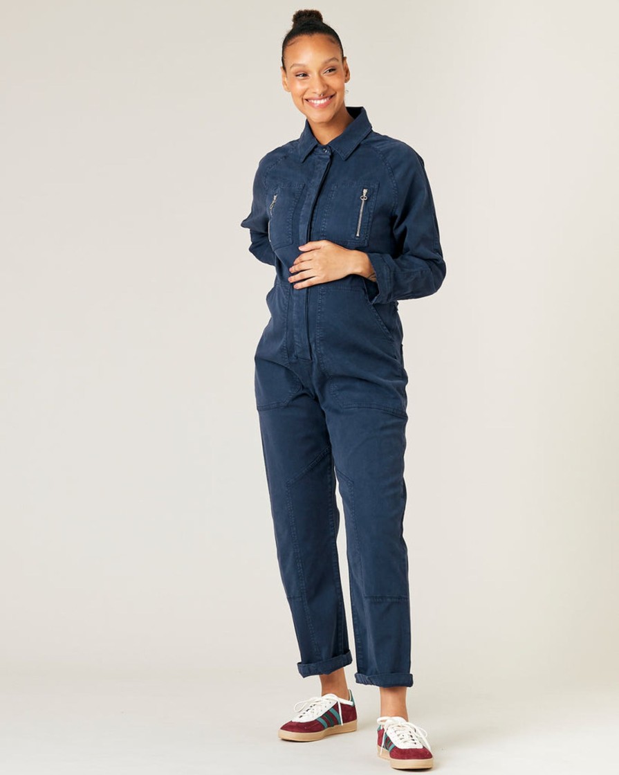 Jumpsuits & Dresses Beyond Nine | Hallie Cotton Coverall Navy